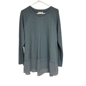 LOGO by Lori Goldstein Blue Long Sleeve Top Large